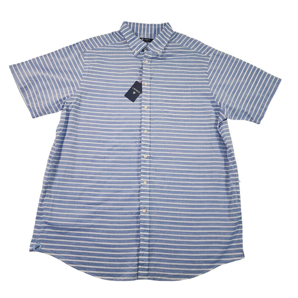 Cremieux Classics Mens Short Sleeve Button Up Shirt Size 2XT Blue Stripes NWT